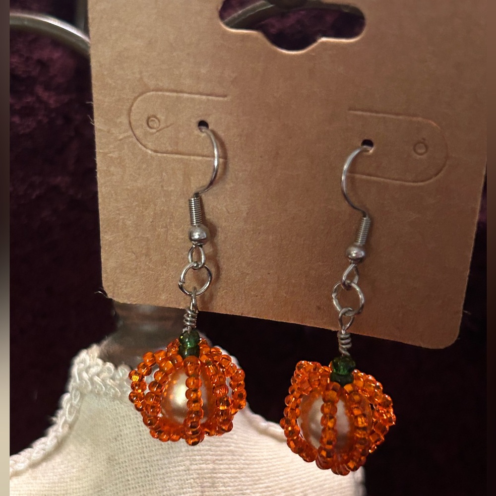 Handmade pumpkin earrings